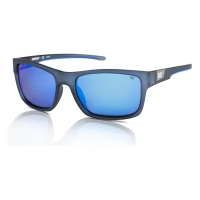 Caterpillar CTS Coder Mens Sunglasses 106P Matte Navy Crystal/Blue Mirror Polarised