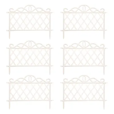 Pack of 6 27cm White Plastic Garden Patio Lawn Border Fence Edging