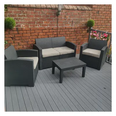 Samuel Alexander Luxury Sturdy Black Rattan Garden Sofa Set With Chairs 4 Piece Rattan Furniture