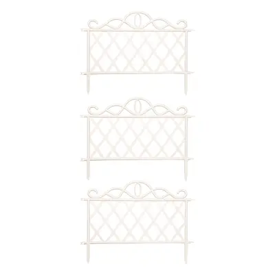Pack of 3 27cm White Plastic Garden Patio Lawn Border Fence Edging