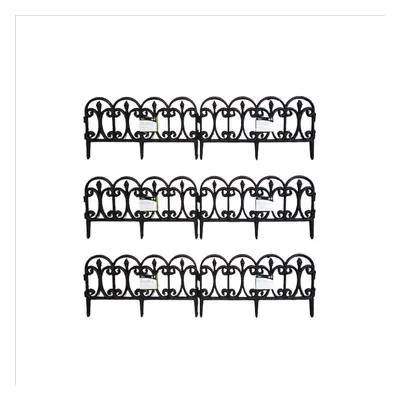 6 x 23cm 4 Piece Black Ornate Garden Border Fence Edging