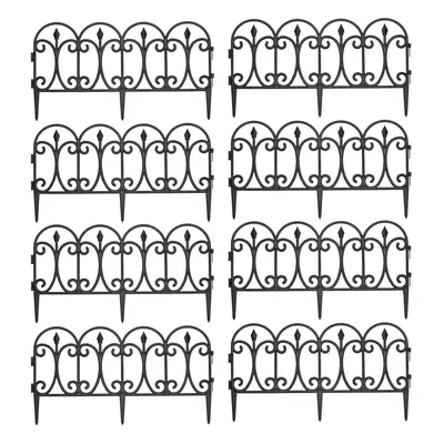 2 x 23cm 4 Piece Black Ornate Garden Border Fence Edging