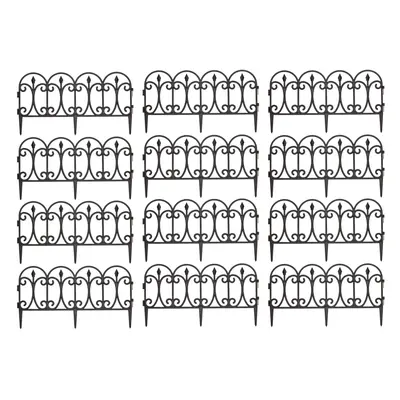 3 x 23cm 4 Piece Black Ornate Garden Border Fence Edging