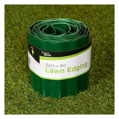 15cm x 9m Large Plastic Corrugated Lawn Garden Edging Border in Green