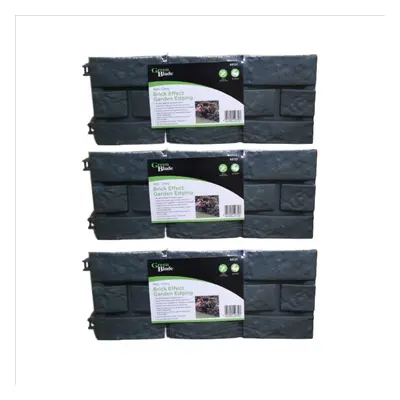 3 x 17cm 4 Piece Grey Brick Effect Garden Edging Decorative Boarder