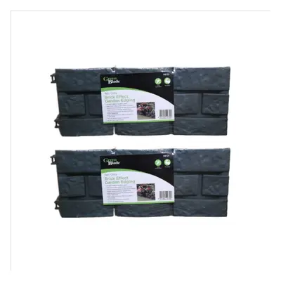 2 x 17cm 4 Piece Grey Brick Effect Garden Edging Boarder