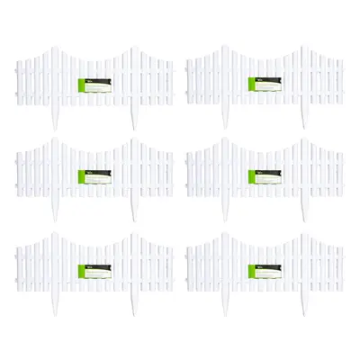 6 x 33cm 4 Piece Set White Wood Effect Picket Fence Garden Edging