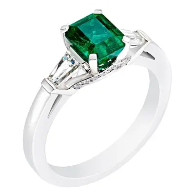 Faberge Colours of Love Platinum Emerald Step Cut Ring - 57