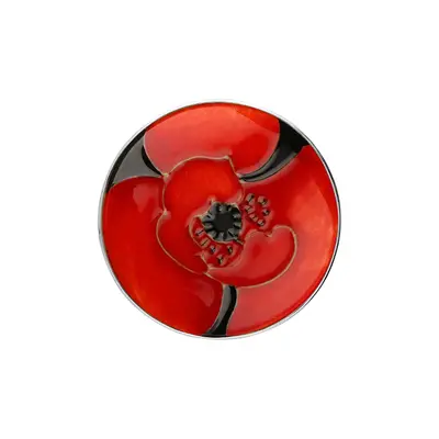 Sterling Silver Moorcroft Forever England Poppy Round Brooch - Silver