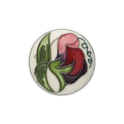 Sterling Silver Moorcroft Sweetness Wine Round Brooch - Silver