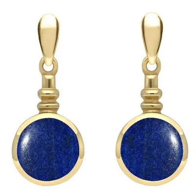 9ct Yellow Gold Lapis Lazuli Bottle Top Drop Earrings - Yellow Gold