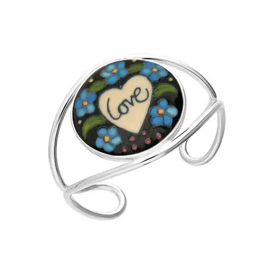 Sterling Silver Moorcroft Love Flowers Bangle - Silver