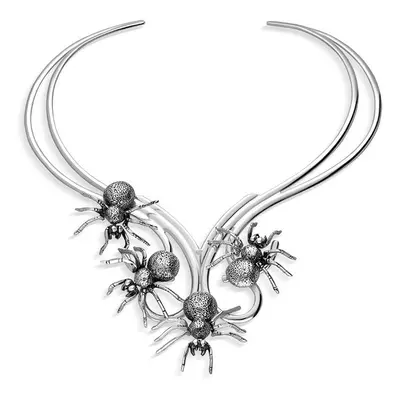 Sterling Silver Gothic Spider Collar Necklace