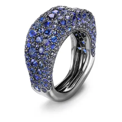 Faberge Emotion 18ct White Gold Blue Sapphire Thin Ring - 49