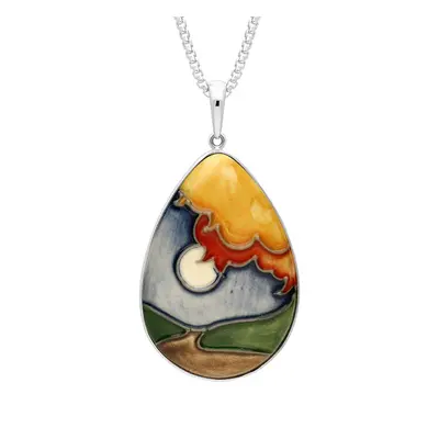 Sterling Silver Moorcroft Full Moon Pear Necklace - Silver