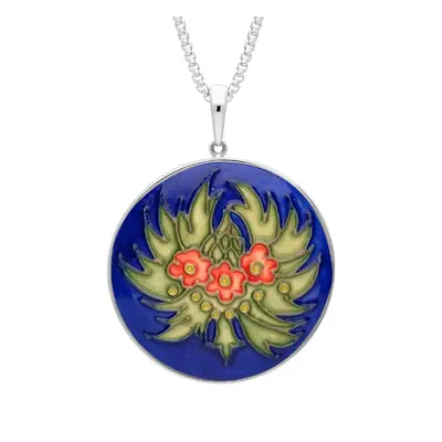 Sterling Silver Moorcroft Cornflower Round Necklace - Silver