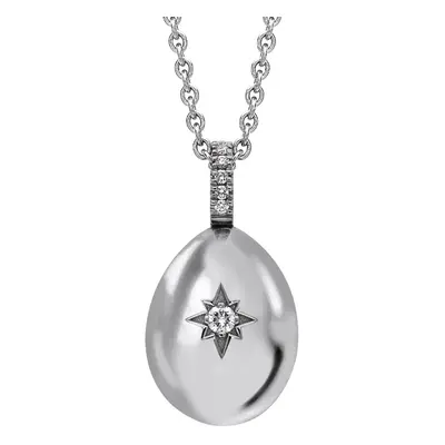 Faberge Essence 18ct White Gold 0.08ct Diamond Heart Egg Pendant Exclusive Edition - White Gold