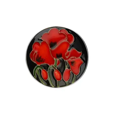 Sterling Silver Moorcroft Forever England 4 Poppy Round Brooch - Silver