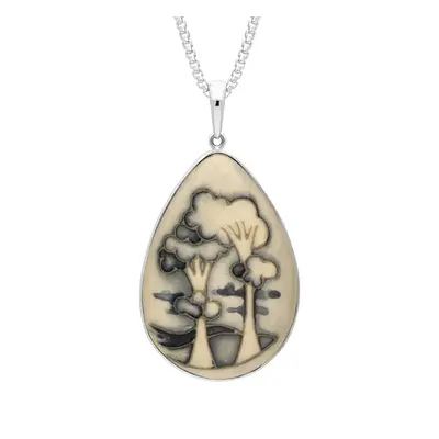 Sterling Silver Moorcroft Landscape Pear Necklace - Silver