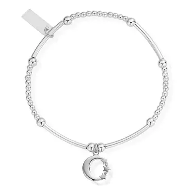 ChloBo Sterling Silver Cute Mini Moon And Star Bracelet - Sterling Silver