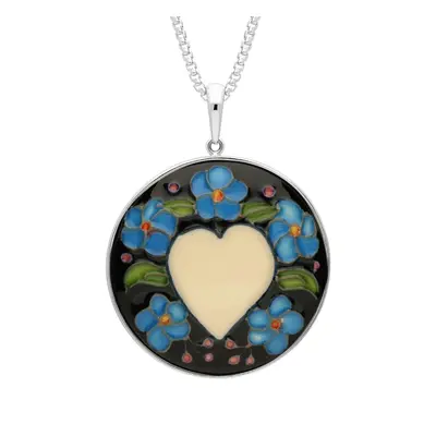 Sterling Silver Moorcroft Loved Up 2 Round Necklace - Silver