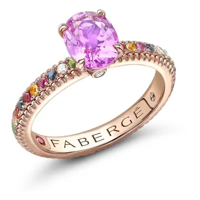 Faberge Colours of Love 18ct Rose Gold Pink Sapphire Multi Gemstone Fluted Ring - 48