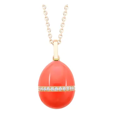 Faberge Essence 18ct Rose Gold Neon Orange Egg Pendant with Diamond Belt