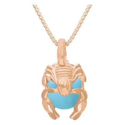 9ct Rose Gold Turquoise Zodiac Scorpio 9mm Bead Pendant - Rose Gold