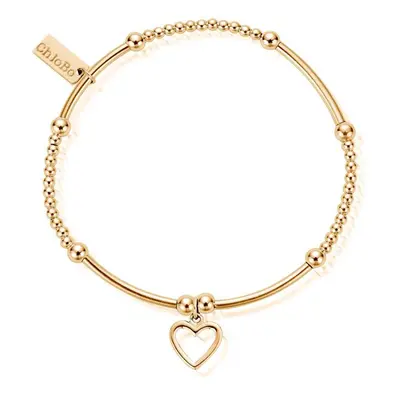 ChloBo Sterling Silver Gold Plated Cute Mini Open Heart Bracelet - Yellow Gold PVD