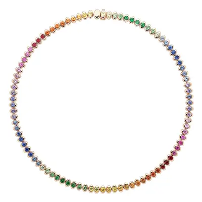 Faberge Colours of Love Cosmic Curve 18ct Rose Gold Rainbow Gemstone Necklace