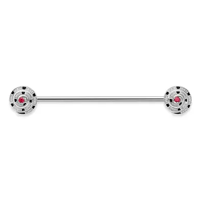 Faberge x Beetlejuice Beetlejuice 18ct White Gold Ruby Diamond Black Enamel Spiral Collar Bar