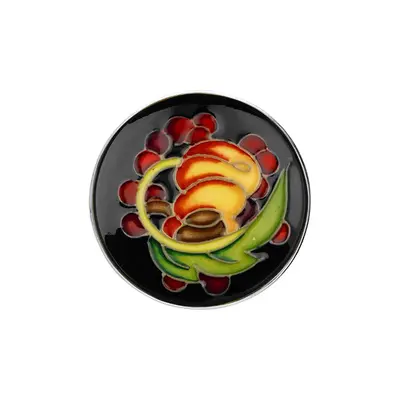 Sterling Silver Moorcroft Queens Choice Round Brooch - Silver