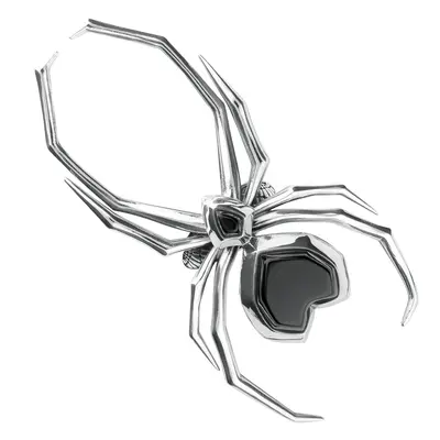 Sterling Silver Whitby Jet Gothic Large Spider Ring - Silver