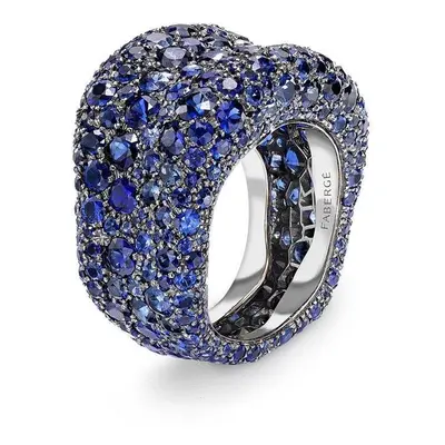 Faberge Emotion 18ct White Gold Blue Sapphire Ring - 48