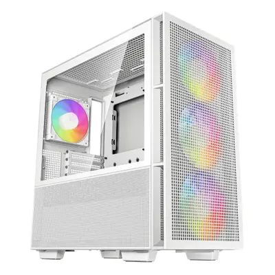 DeepCool CH560 Mid Tower Gaming Case: White Finish, 4 ARGB Fans, Dual Display, Massive Airflow