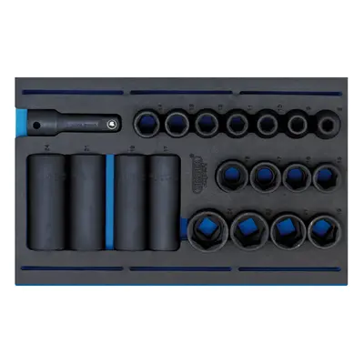 Draper Expert Impact Socket Set in 1/4 Drawer EVA Insert Tray, 1/2" Sq. Dr. (20 Piece)