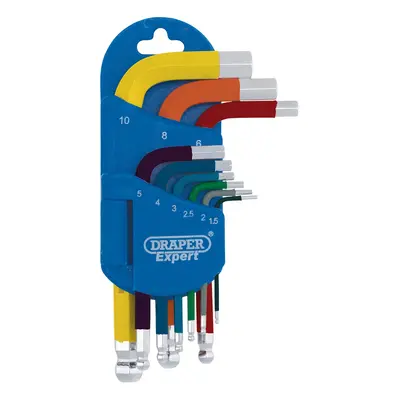 Draper Expert Draper Expert Metric Short Arm Ball End Hex Key Set, Colour Coded (9 Piece)