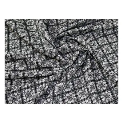 Lady McElroy Polyester Viscose Suiting Fabric Black & Ivory