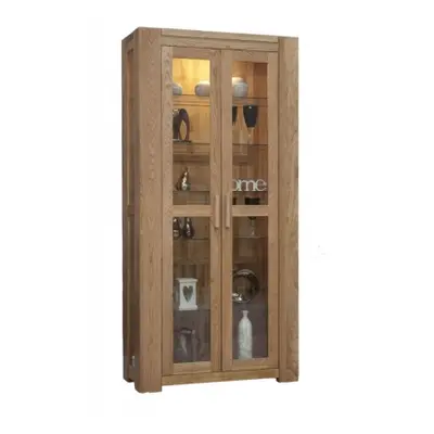 Massive Oak Glass Display Cabinet