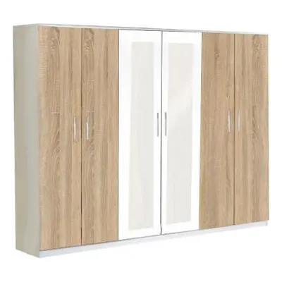 Dalia Light Oak Italian 6 Door Wardrobe