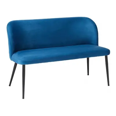 Zara Blue Velvet Fabric Dining Bench with Backrest