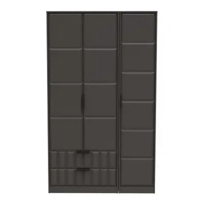 New York Graphite 3 Door Tall Triple Wardrobe - LHF 2 Drawers