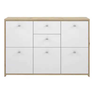 Best Oak and White 2 Drawer 5 Door Wide Chest