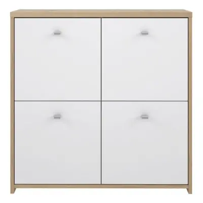 Best Oak and White 4 Door Storage Cabinet