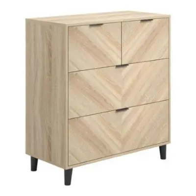 Stockholm Chevron Oak Effect 4 Drawer Chest