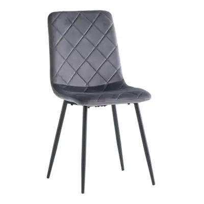 Lakewood Grey Velvet Cross Stitched Dining Chair (Sold in Pairs)