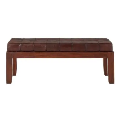 Inca Brown Leather Stitch Bench