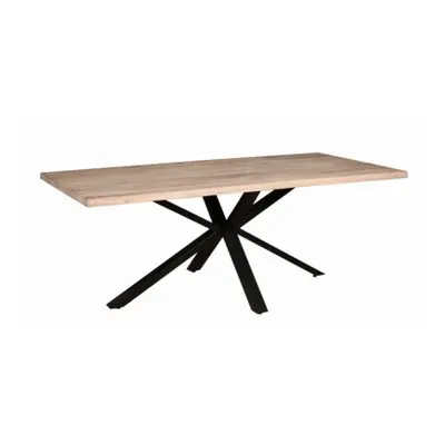 Carlton Modena Grey Oiled Dining Table, 150cm with Spider metal Legs Rectangular Top