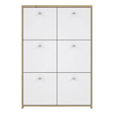 Best Oak and White 6 Door Storage Cabinet