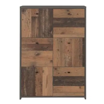 Best Grey Concrete Effect and Vintage Wood 6 Door Storage Cabinet